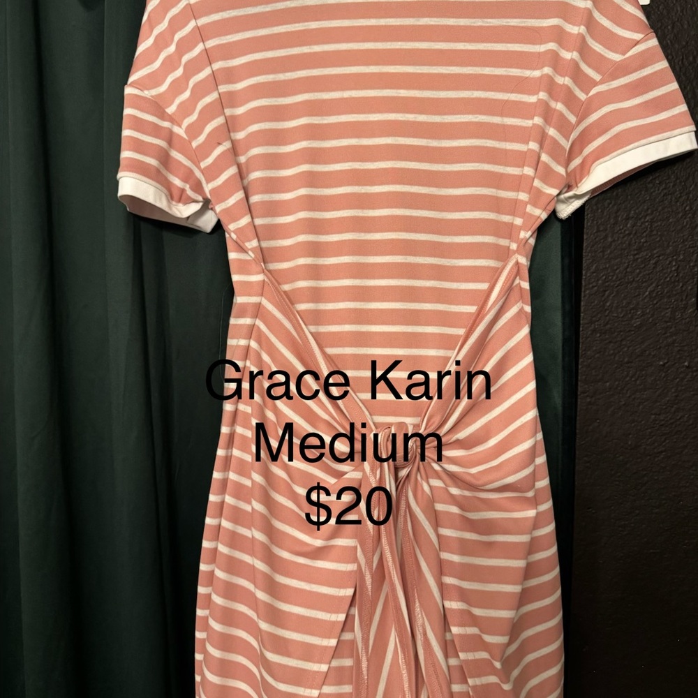Grace Karin Pink and White Striped Dress